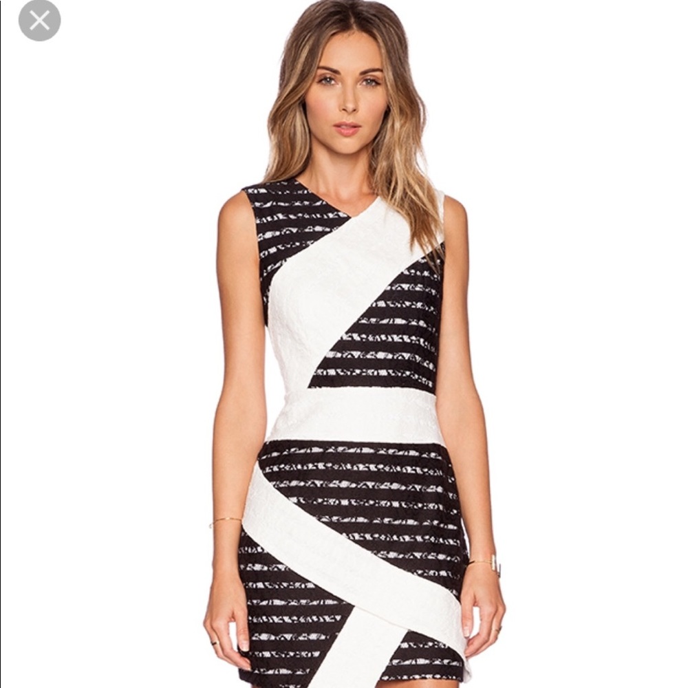 BCBGMaxazria Dalia Dress Black White Sleeveless